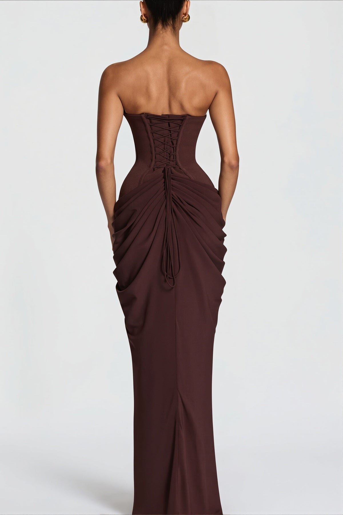 Strapless Sweetheart Corset Draped Mermaid Gown 6
