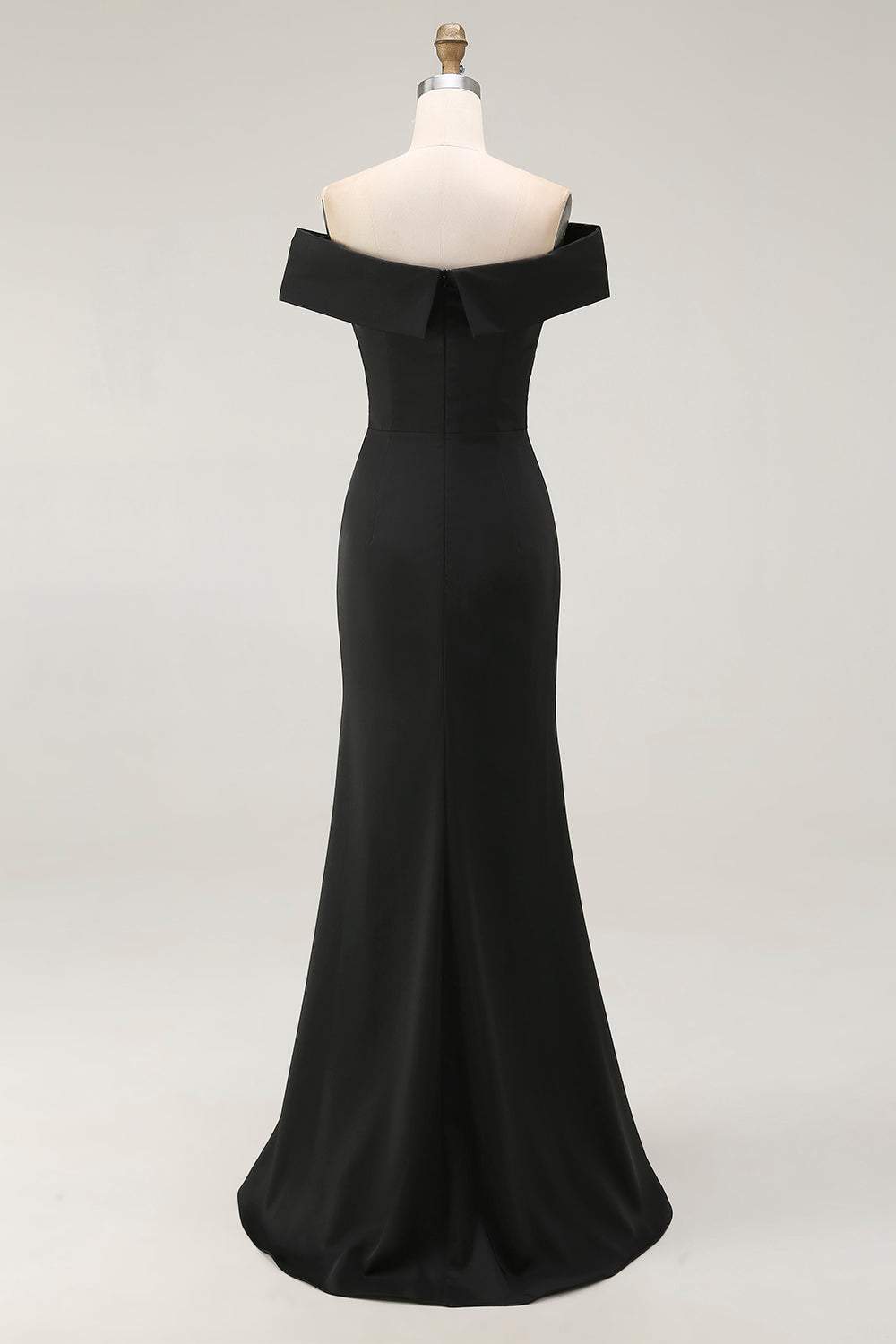 Mermaid Off The Shoulder Long Black Tie Dress With Slit