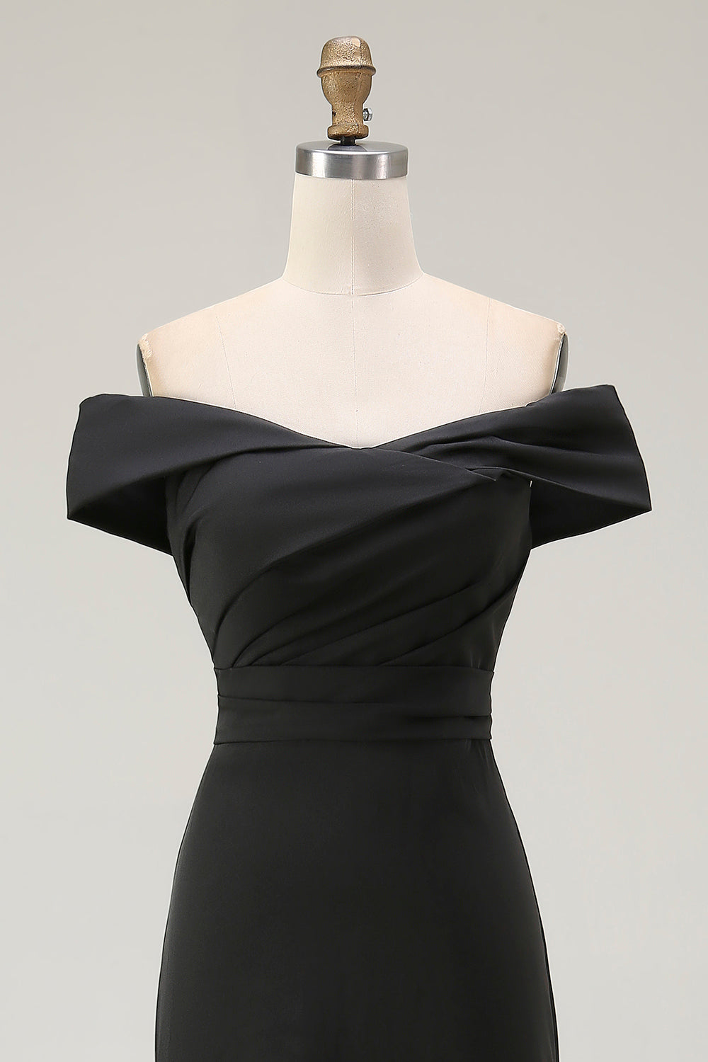 Mermaid Off The Shoulder Long Black Tie Dress With Slit