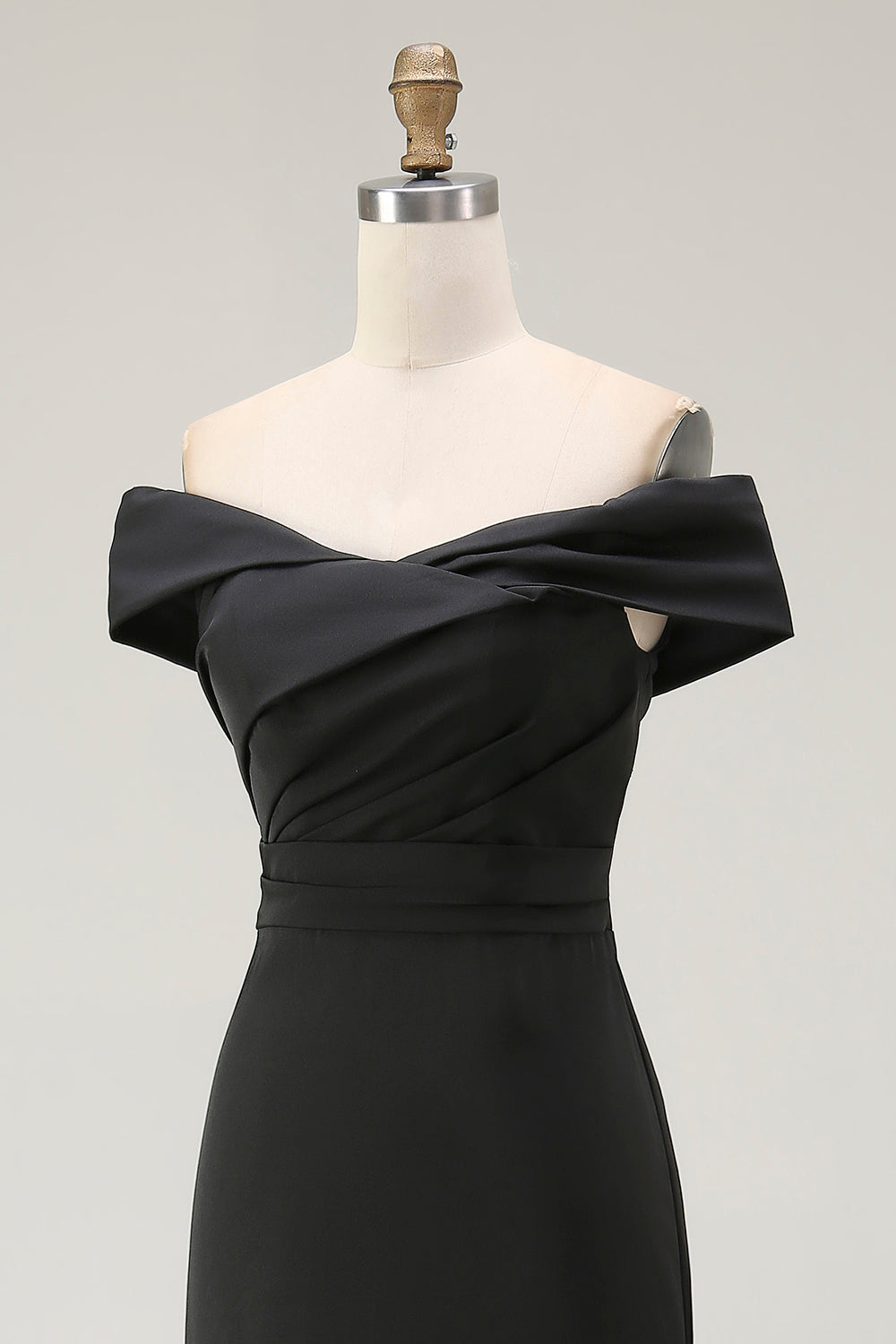 Mermaid Off The Shoulder Long Black Tie Dress With Slit