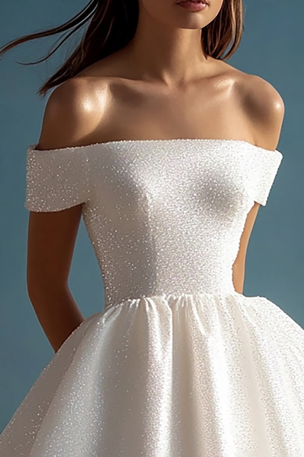 A Line White Off the Shoulder Mini Graduation Dress