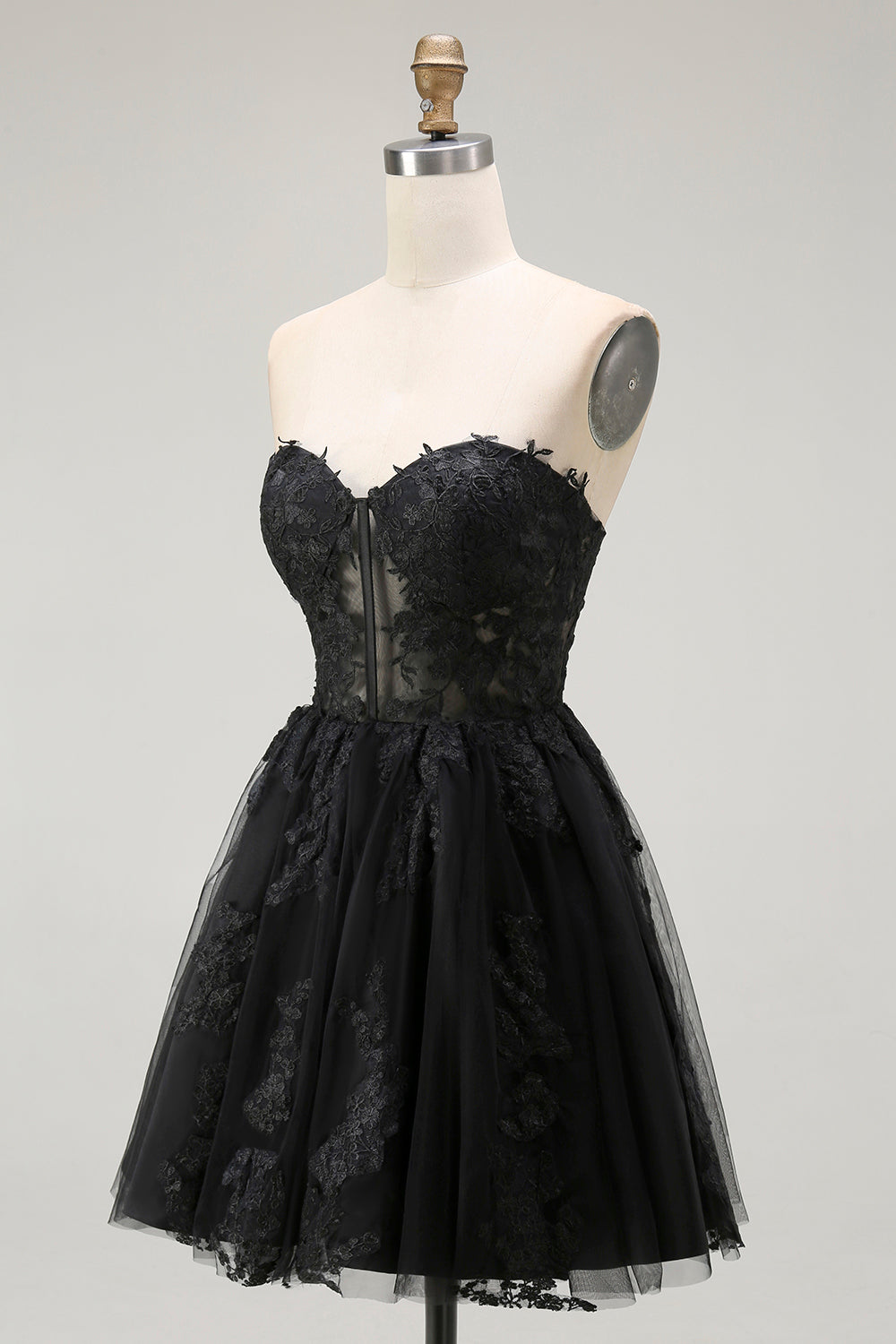 Black Corset A Line Sweetheart Short Homecoming Dress