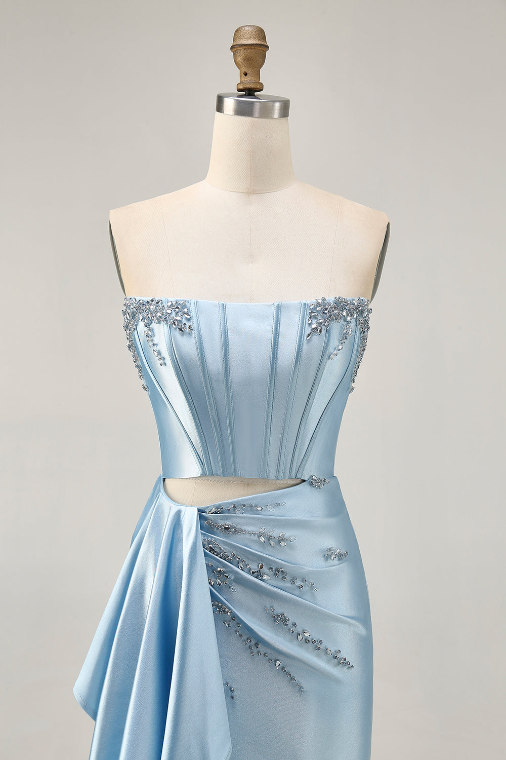 Sparkly Blue Corset Tight Short Homecoming Dress with Ruffles