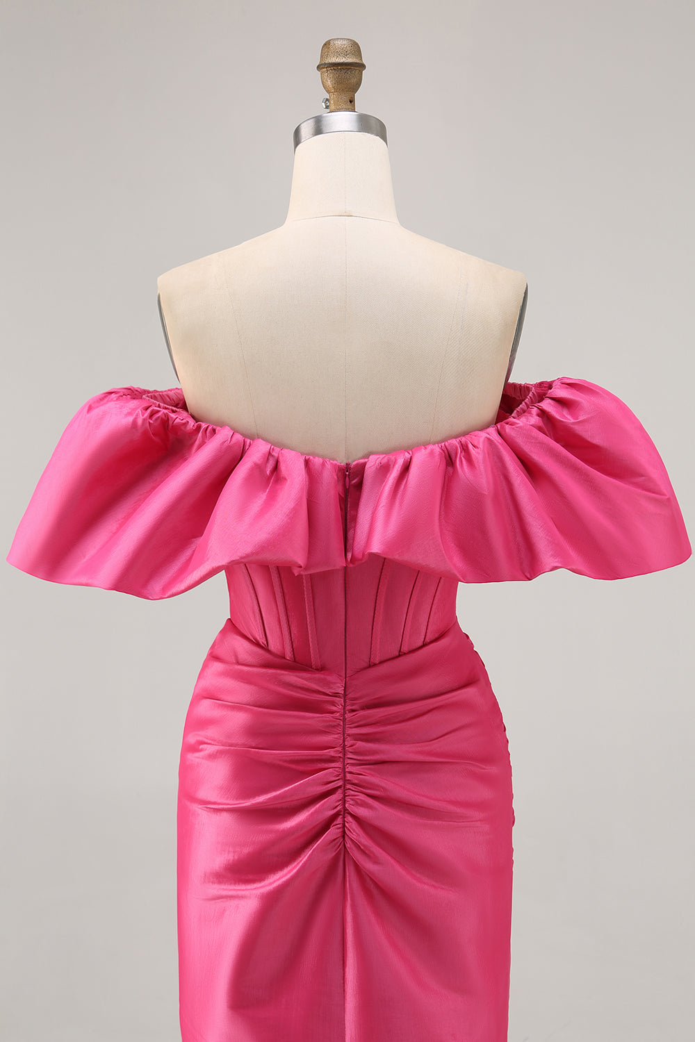 Fuchsia Tight Satin Short Corset Homecoming Dress with Ruffles