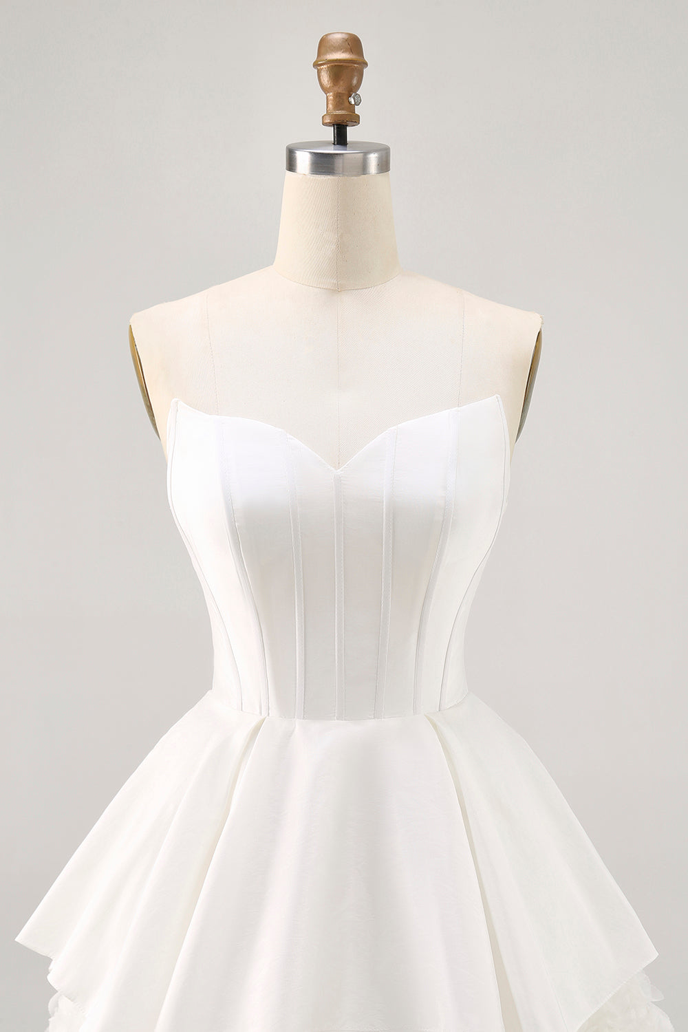 White Strapless Tiered Short Corset Homecoming Dress with Ruffles