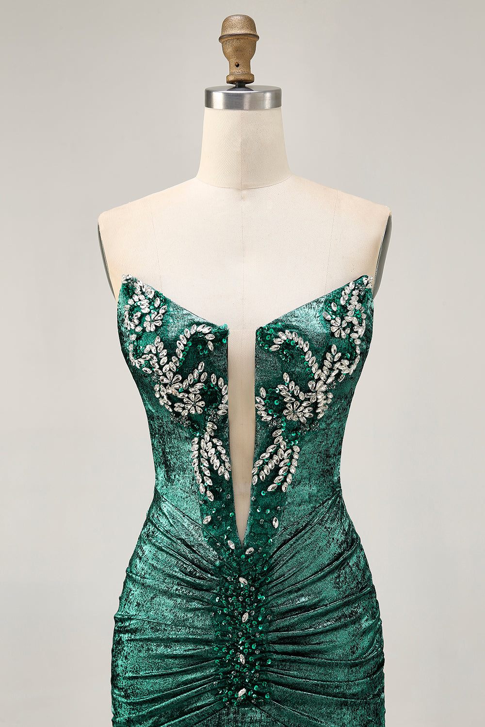 Sparkly Grey Green Tight Strapless Short Homecoming Dress with Beading