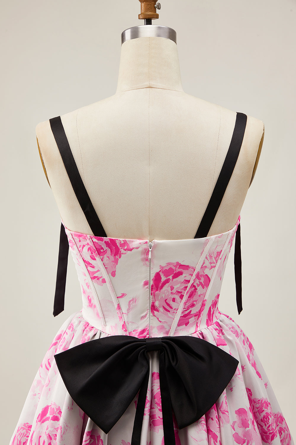 White Blue Corset Floral A Line Short Homecoming Dress with Bow