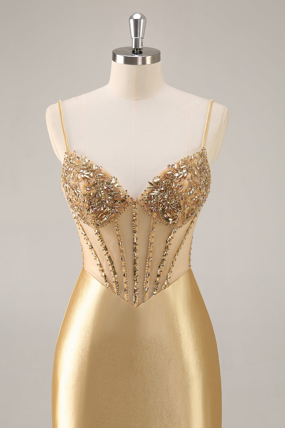 Golden Corset Bodycon Tight Beaded Short Homecoming Dress