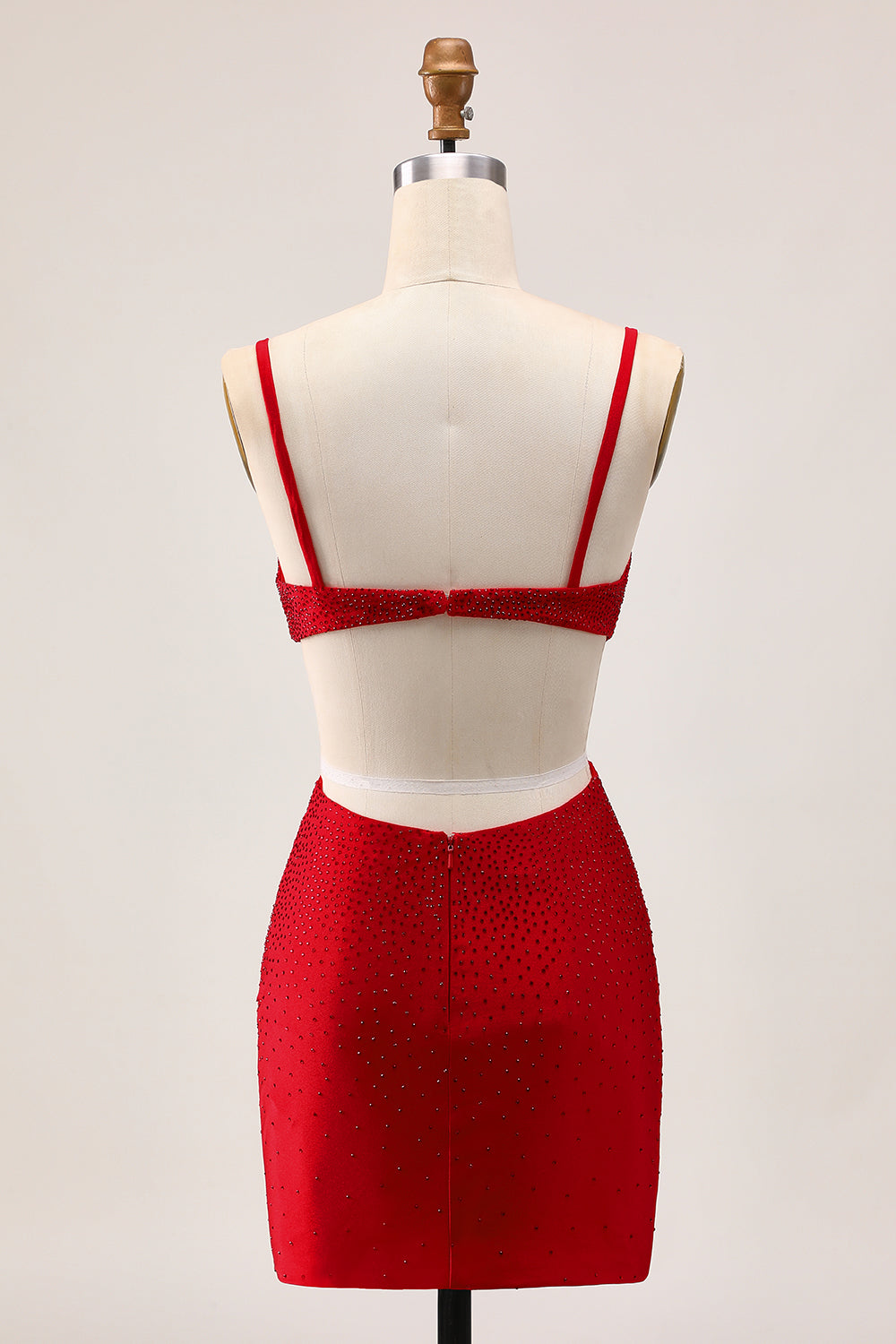 Chic Red Bodycon Beaded Cut Out Homecoming Dress