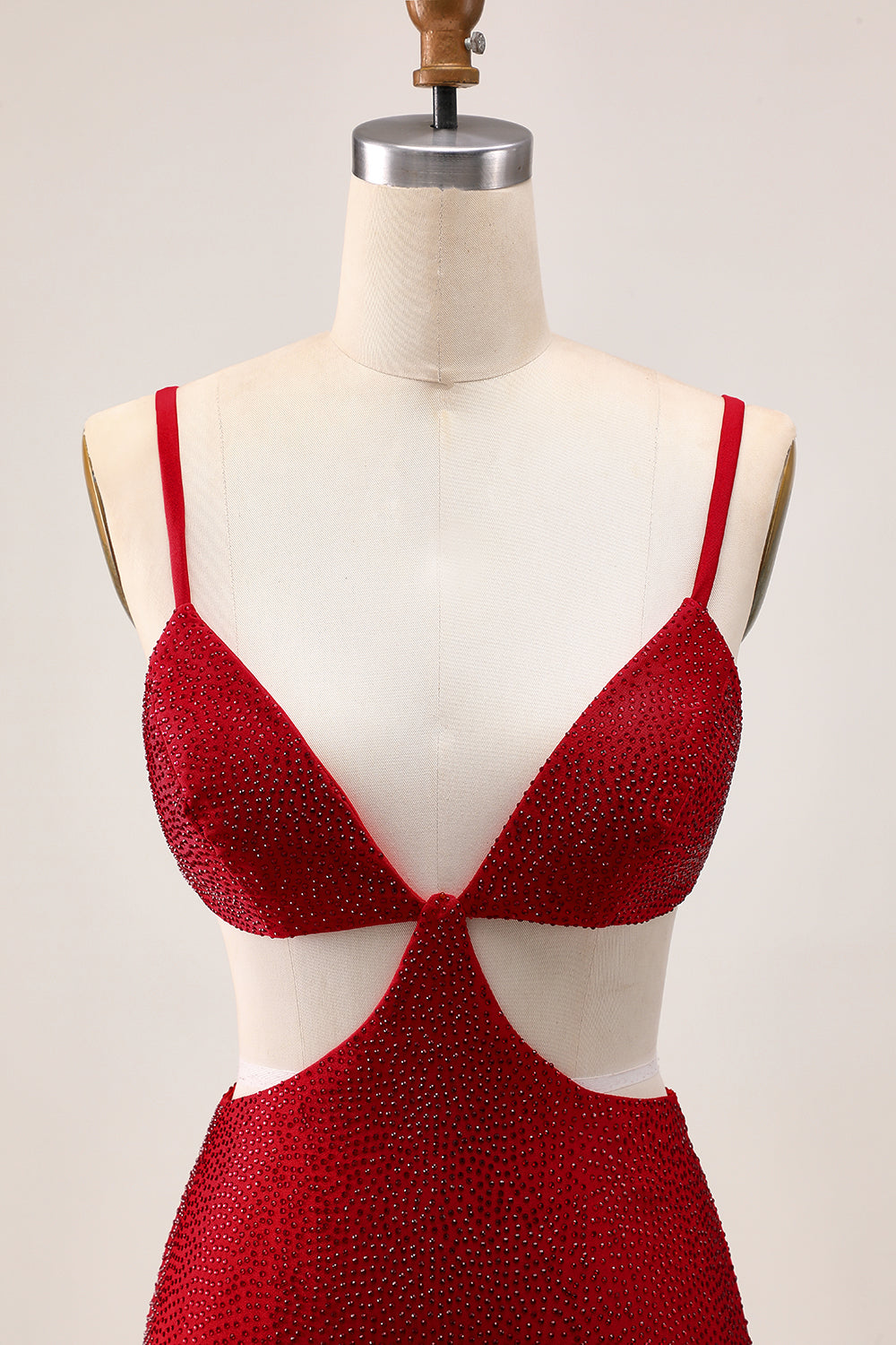 Sparkly Red Tight Cut Out Short Homecoming Dress with Beading