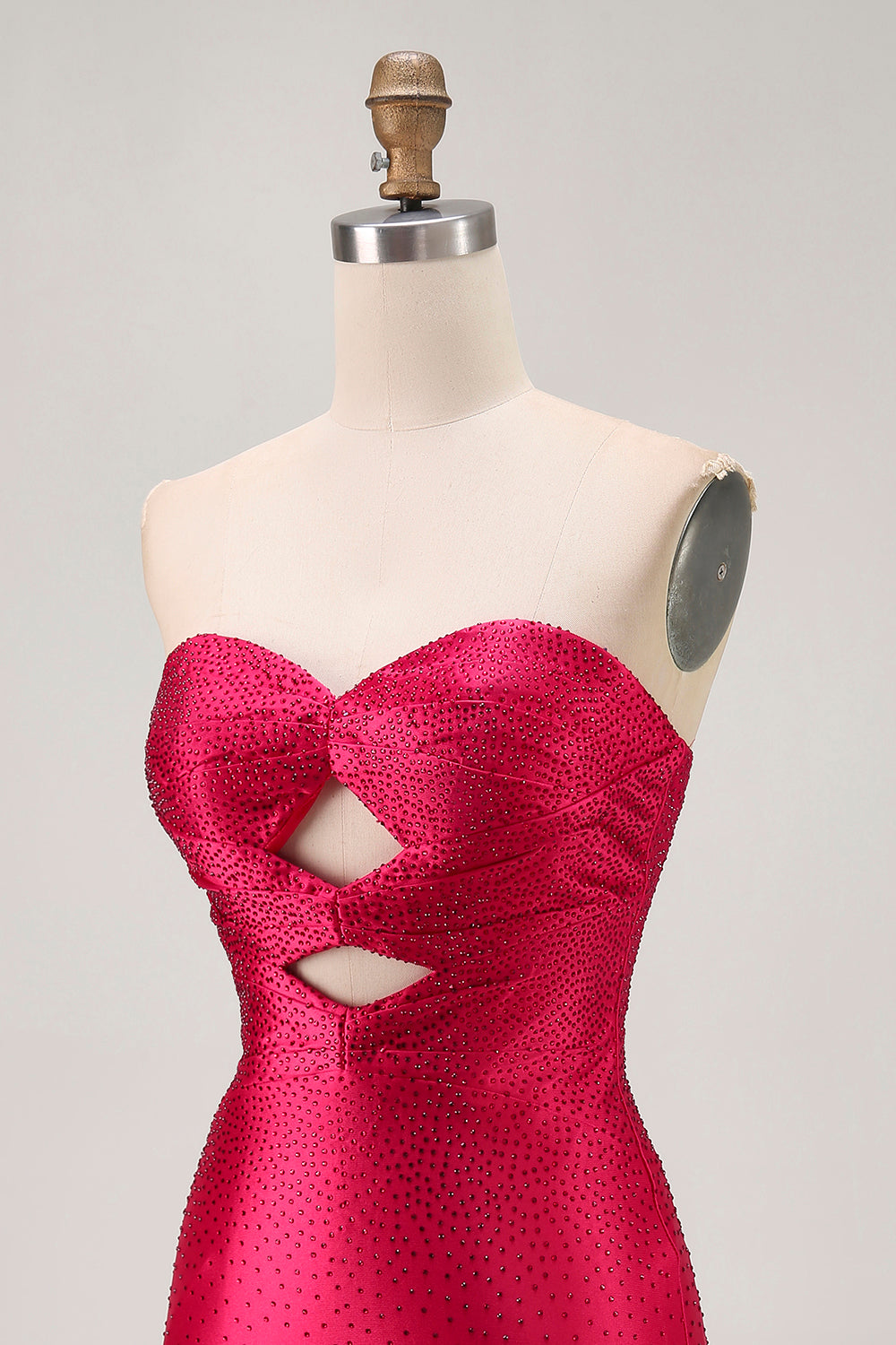 Sparkly Fuchsia Tight Sweetheart Short Beaded Homecoming Dress with Keyholes