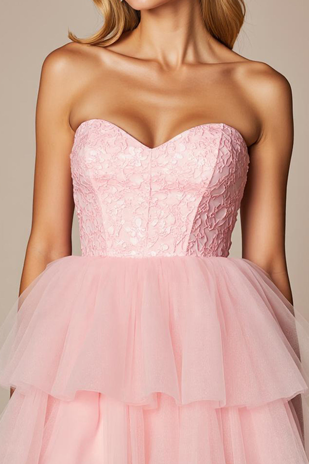 Pink A Line Tulle Sweetheart Short Homecoming Dress with Ruffles