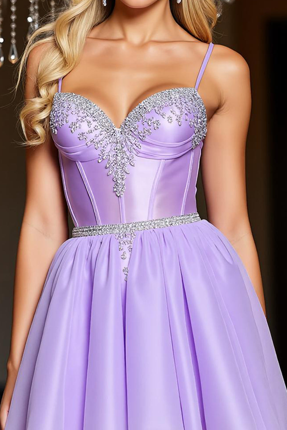 Sparkly Purple Corset A Line Short Homecoming Dress with Beading