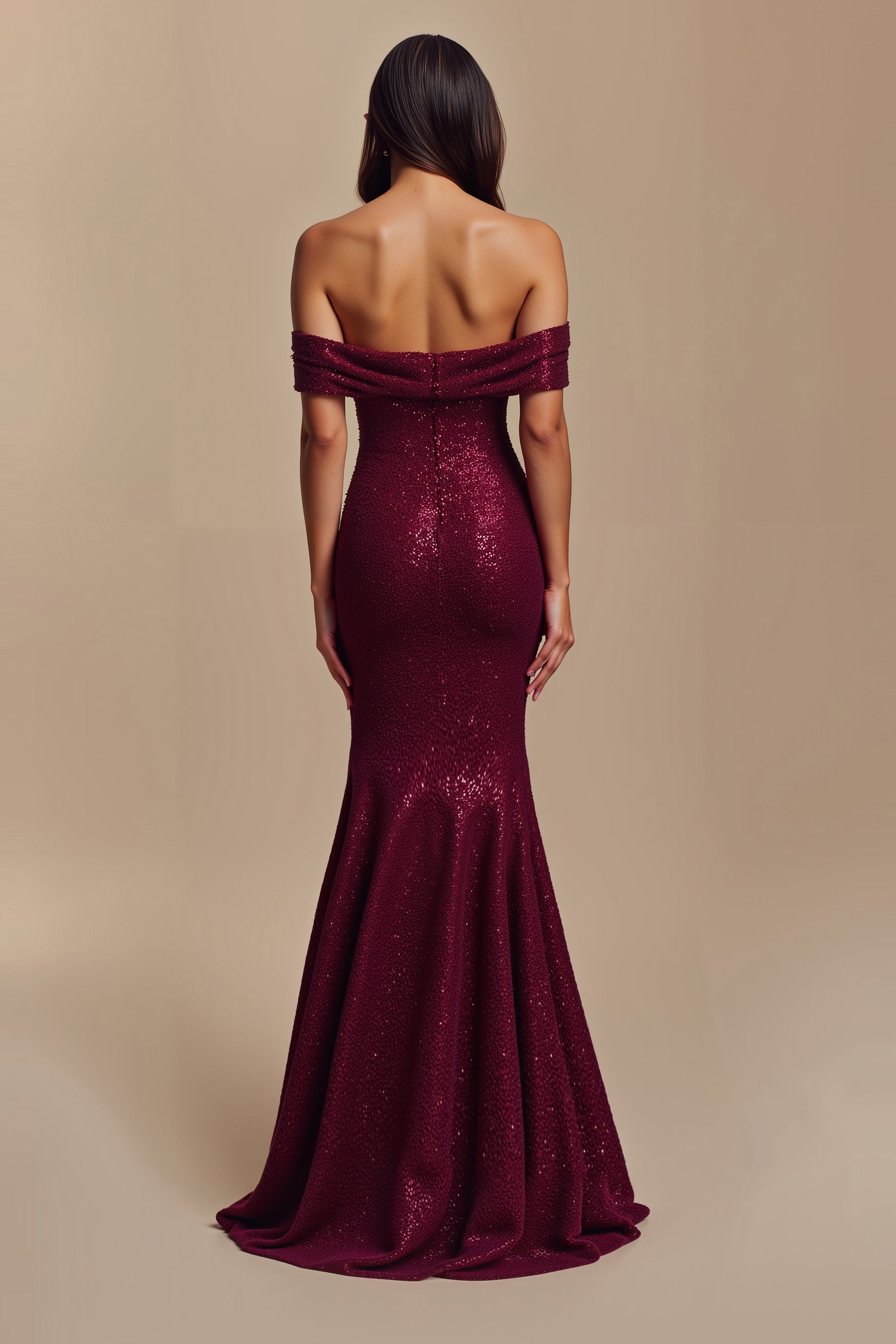 Sparkly Burgundy Sequins Mermaid Long Holiday Party Dress with Flowers