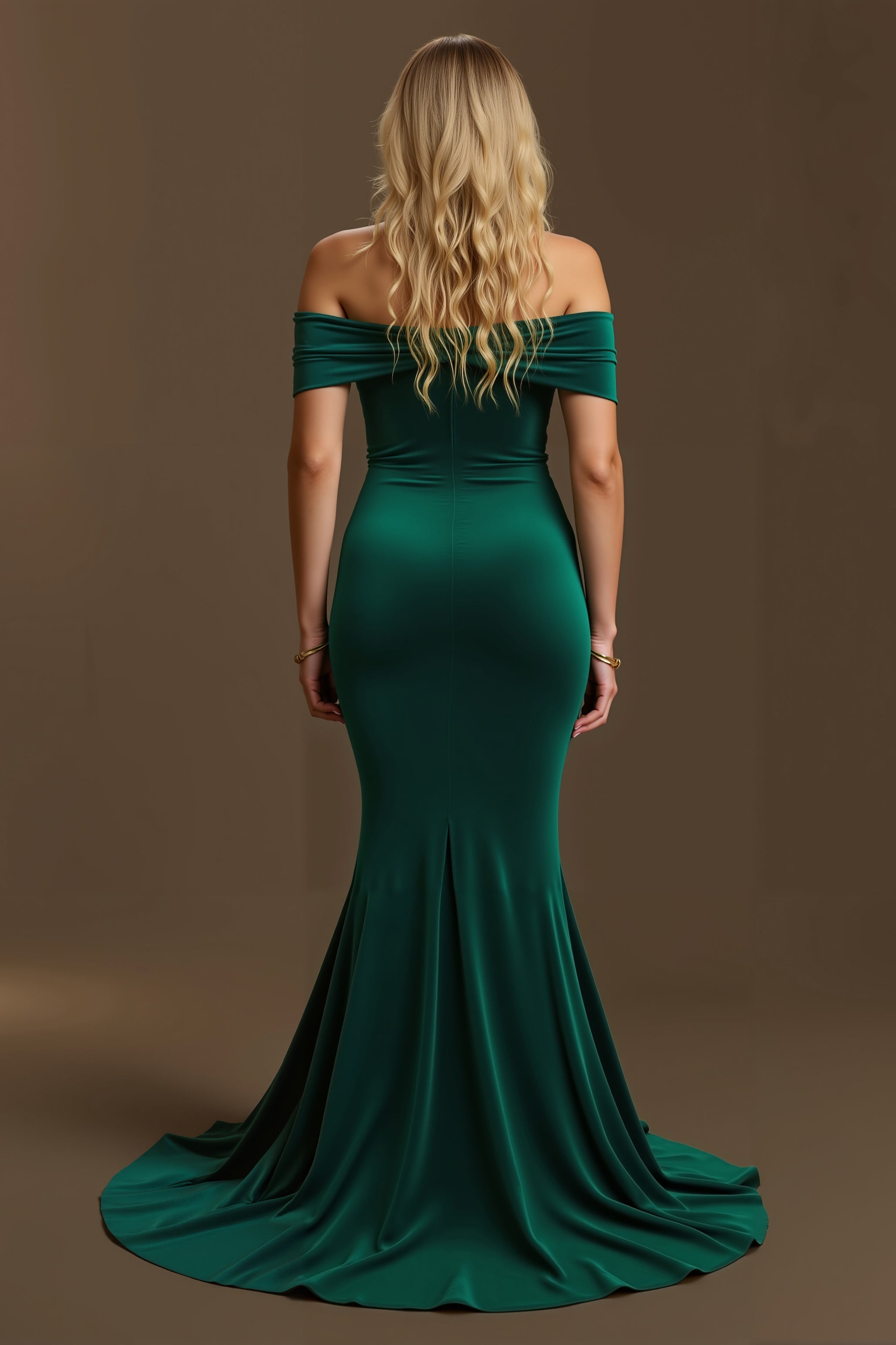 Dark Green Mermaid Off The Shoulder Long Holiday Party Dress