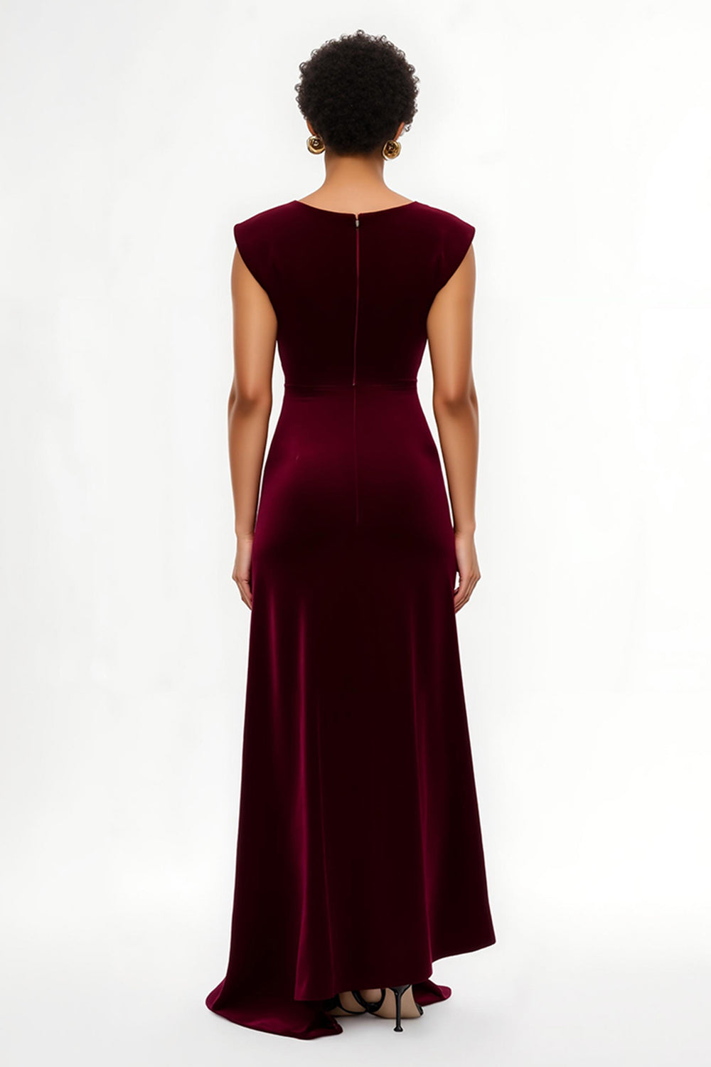 Simple Burgundy Sheath Asymmetrical Long Holiday Party Dress