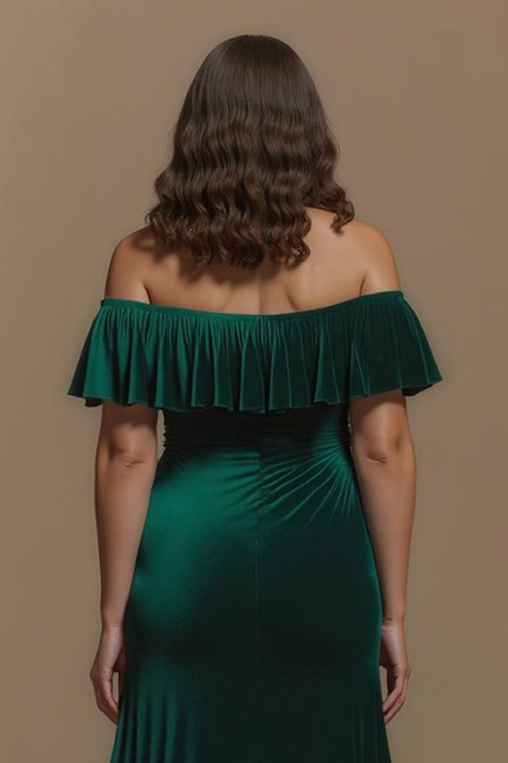 Dark Green Sheath Off the Shoulder Buttons Long Holiday Party Dress with Slit