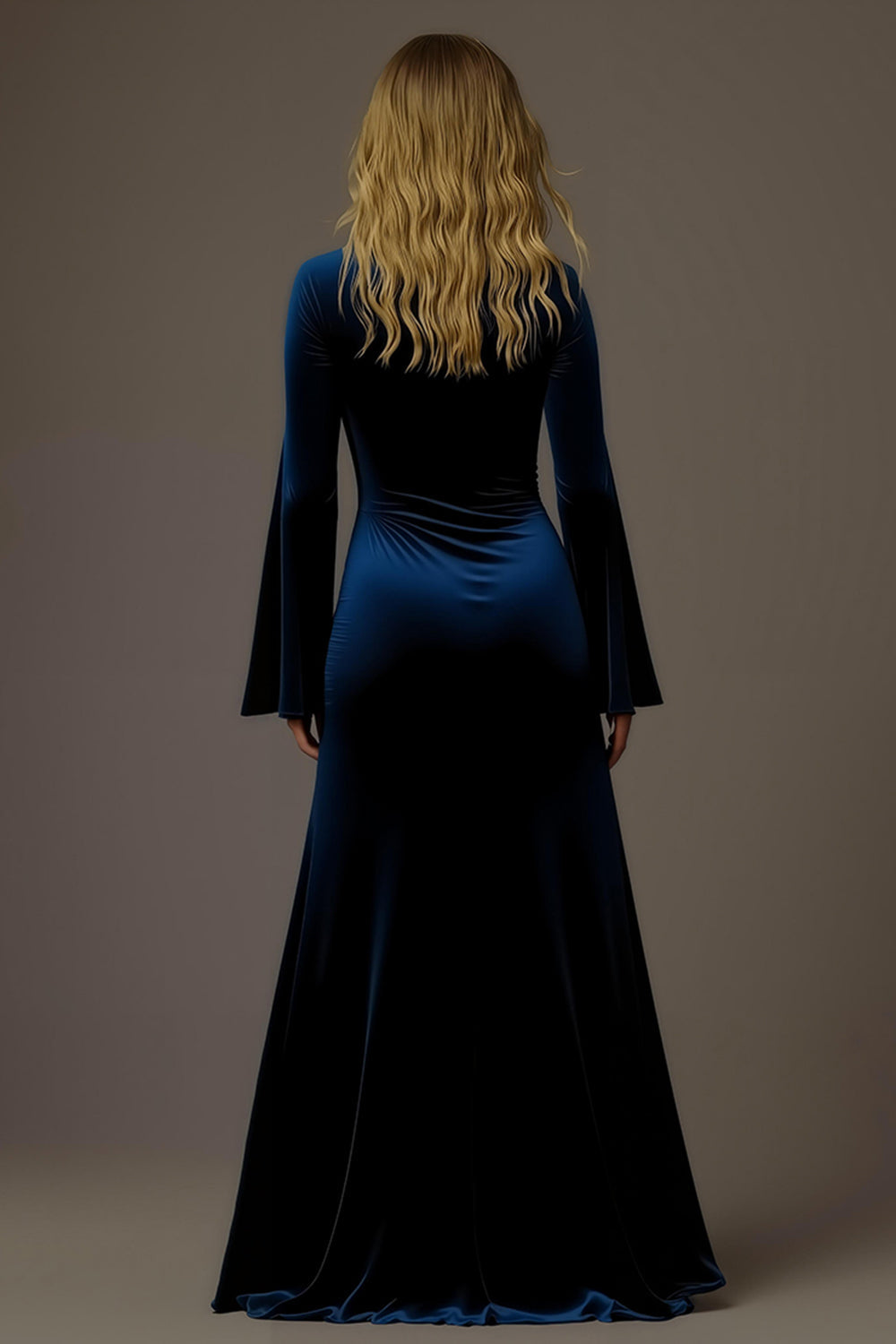 Royal Blue Velvet Sheath V-Neck Long Holiday Party Dress