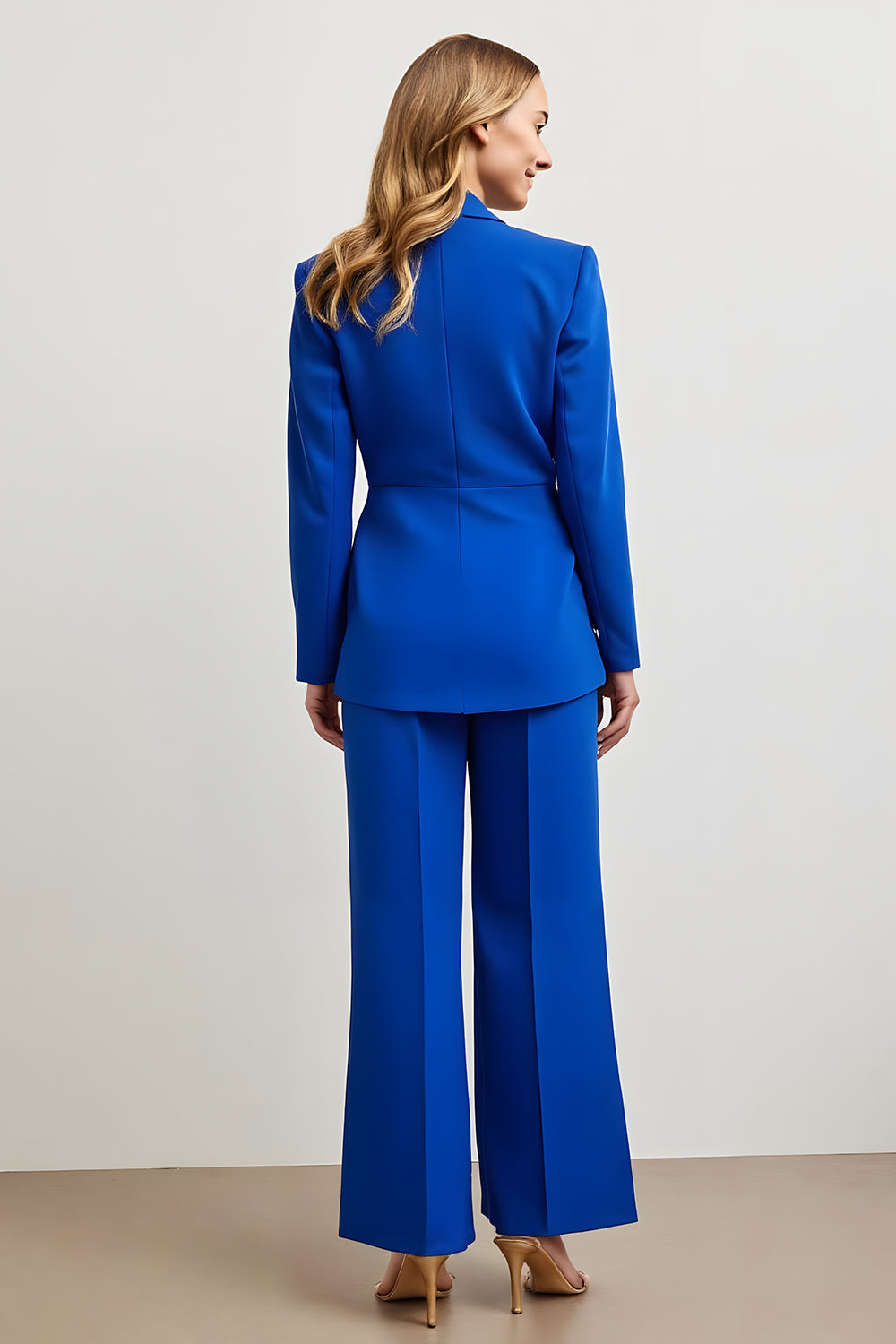 Royal Blue Notched Lapel Satin 2 Piece Women Prom Suits