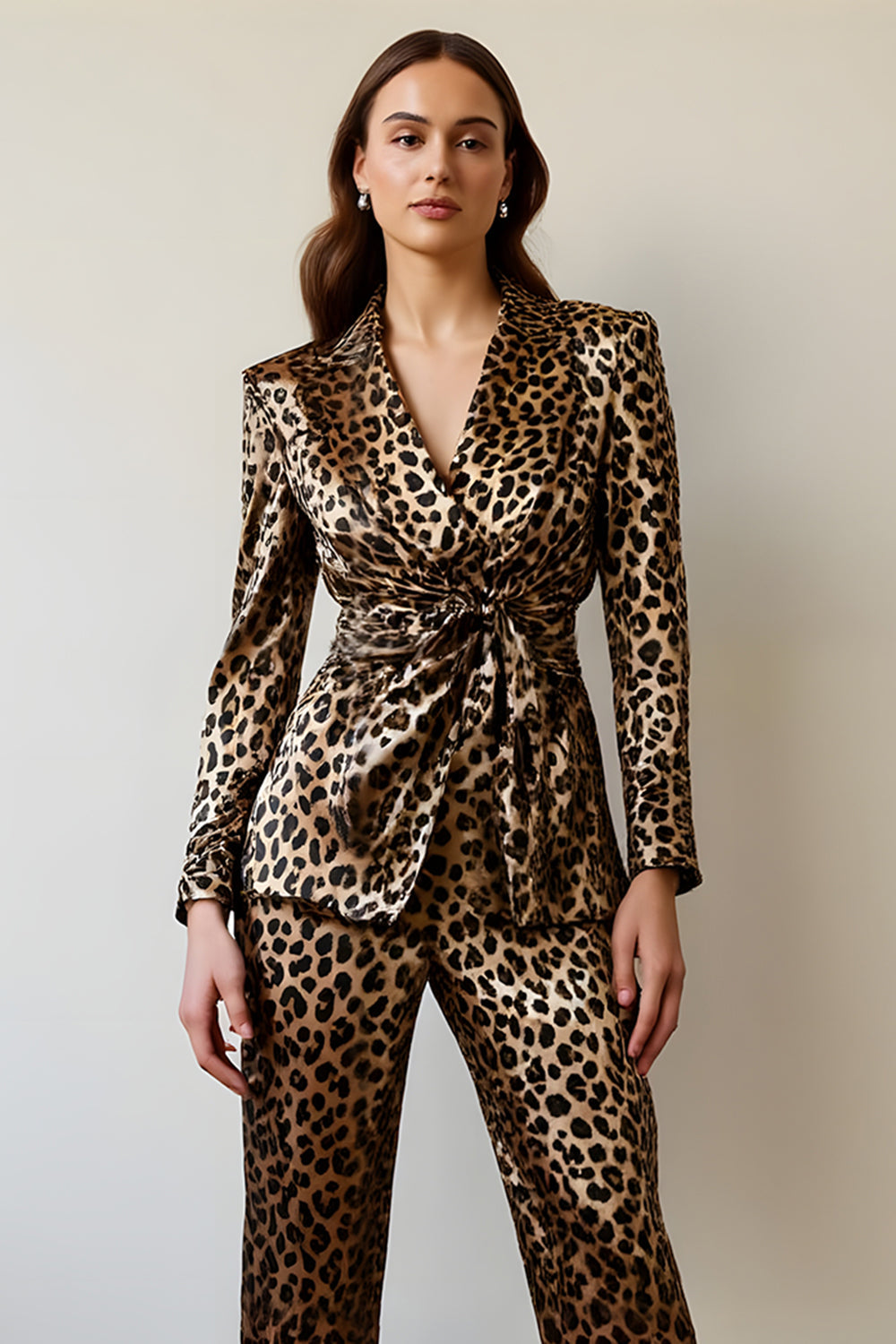 Gold Black Leopard 2 Piece Women Prom Suits