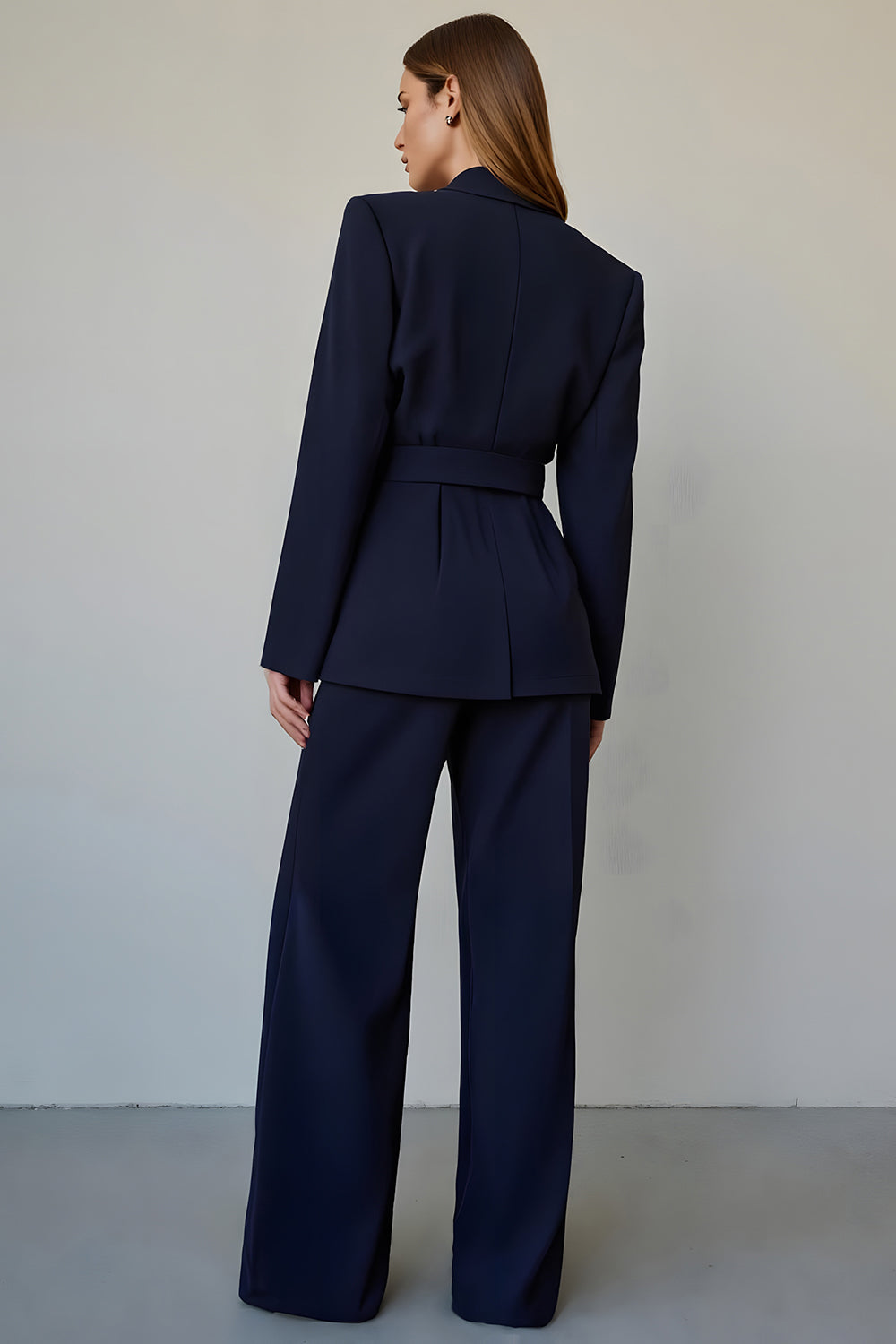 Navy Satin 2 Piece Single Breasted Prom Suits