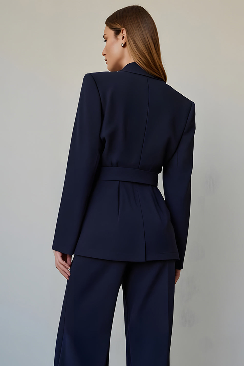 Navy Satin 2 Piece Single Breasted Prom Suits