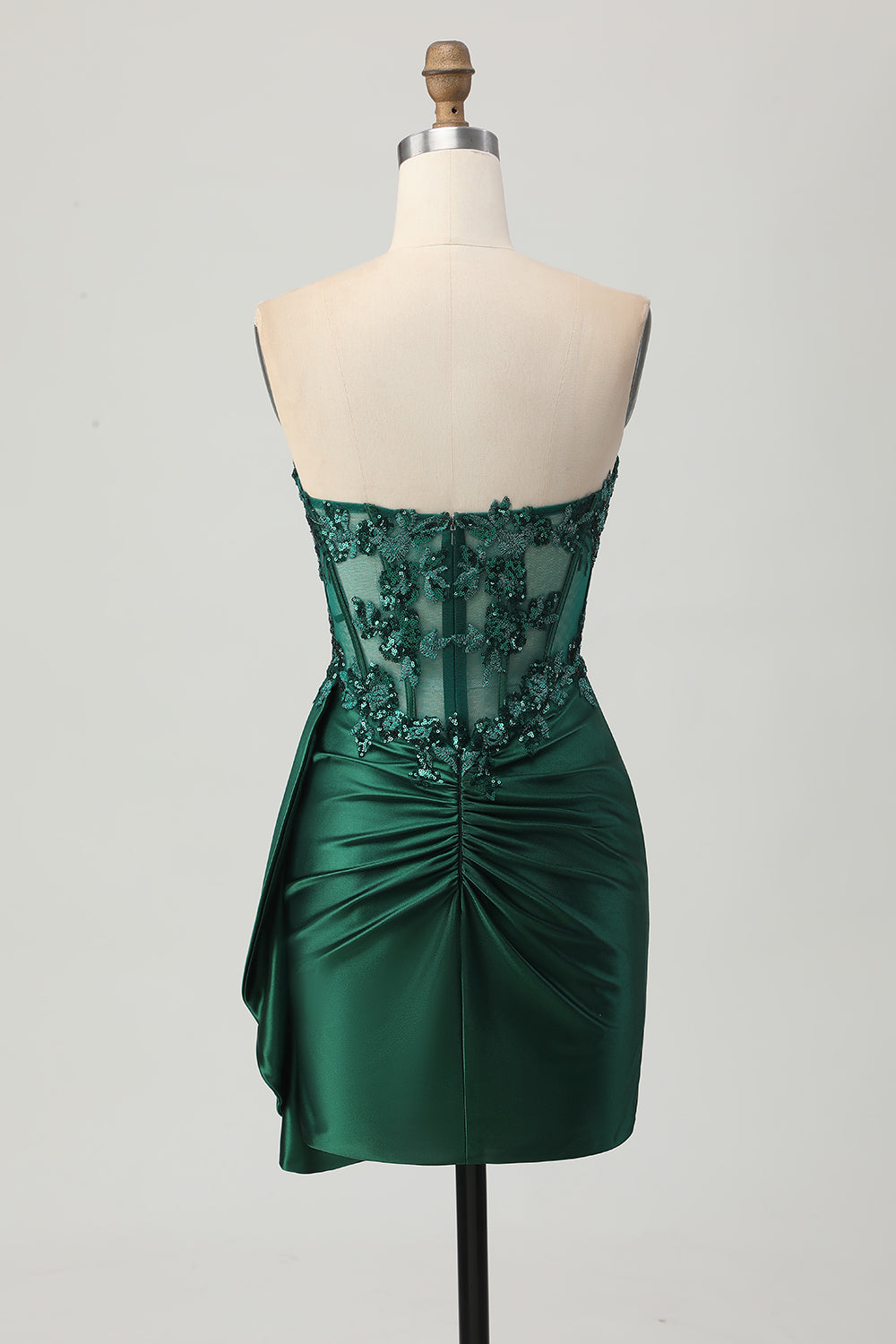 Sparkly Dark Green Sweetheart Corset Short Homecoming Dress