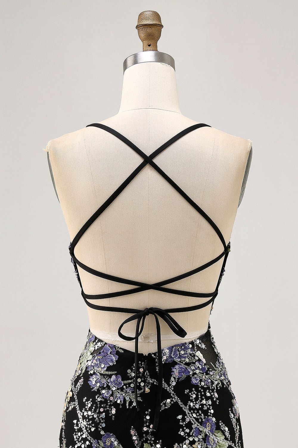 Sparkly Lilac Tight Beaded Floral Short Homecoming Dress with Sequins