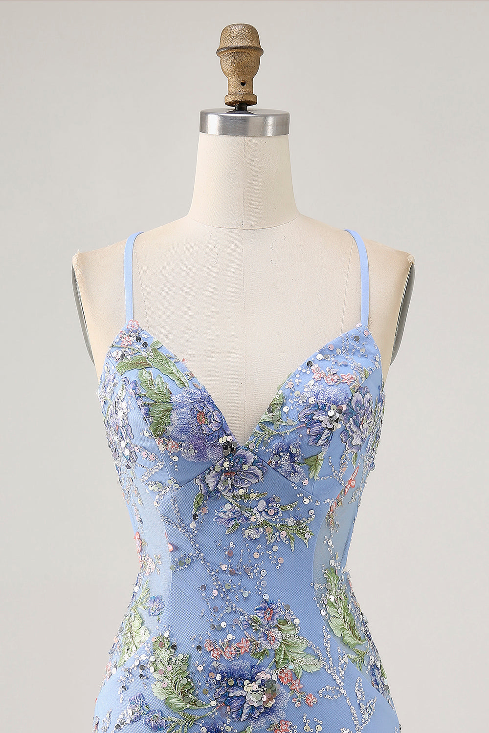 Sparkly Lilac Tight Beaded Floral Short Homecoming Dress with Sequins