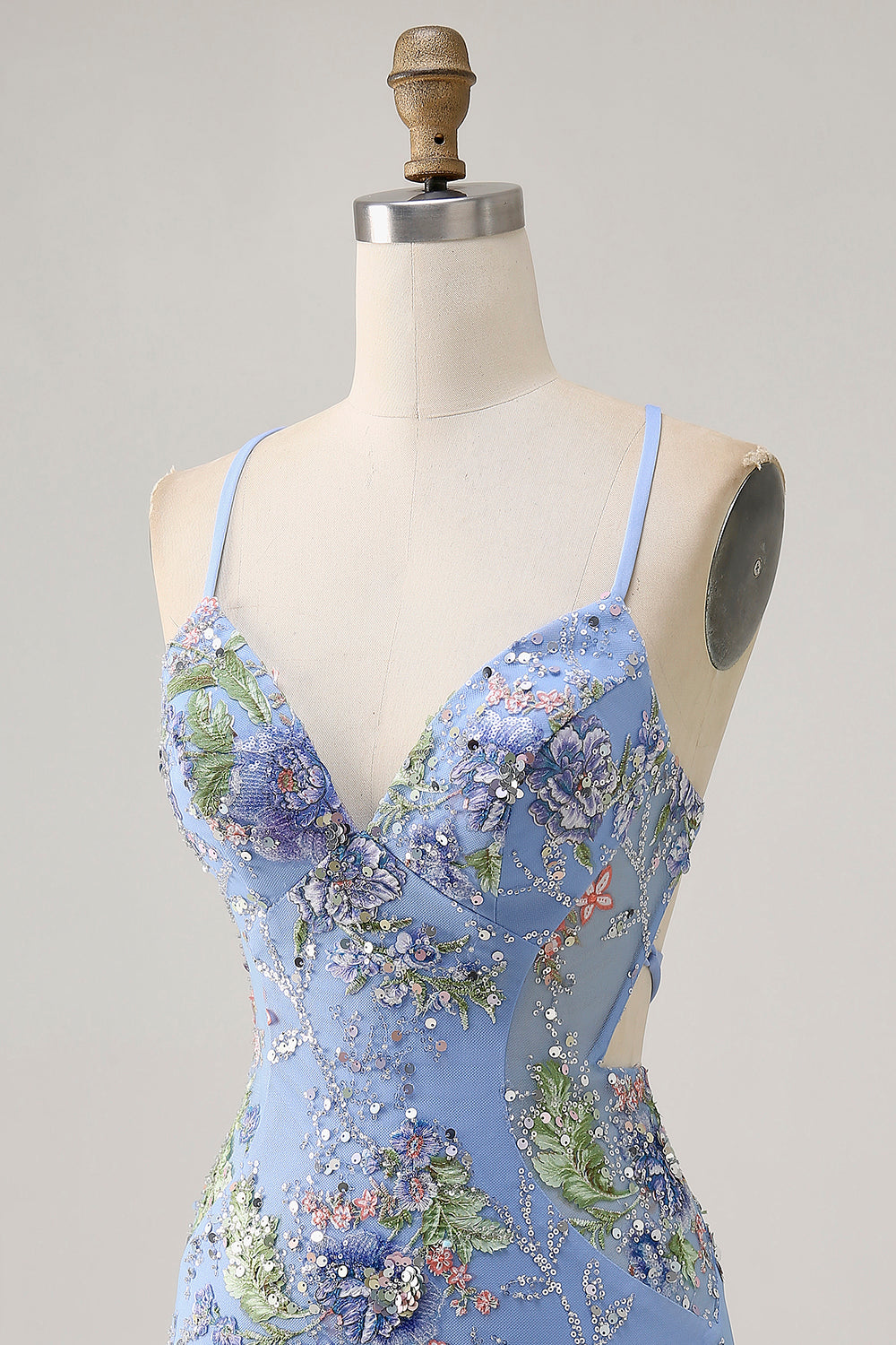 Sparkly Lilac Tight Beaded Floral Short Homecoming Dress with Sequins