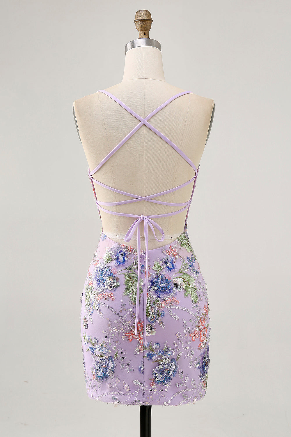Sparkly Blue Floral Tight Beaded Short Homecoming Dress with Sequins
