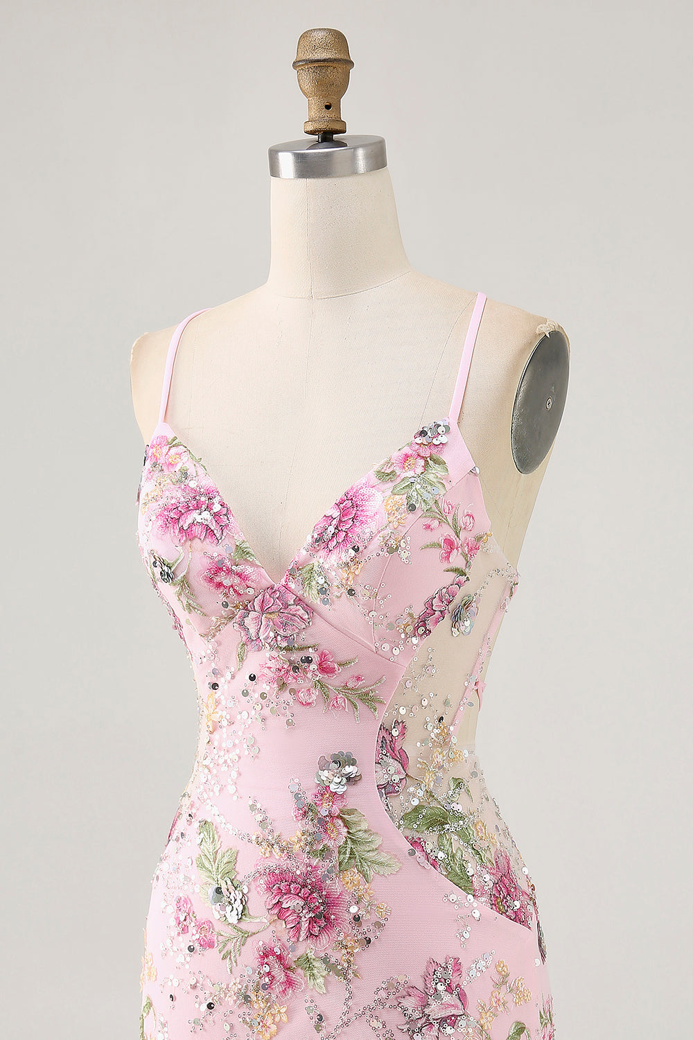 Sparkly Pink Floral Tight Short Homecoming Dress with Beading