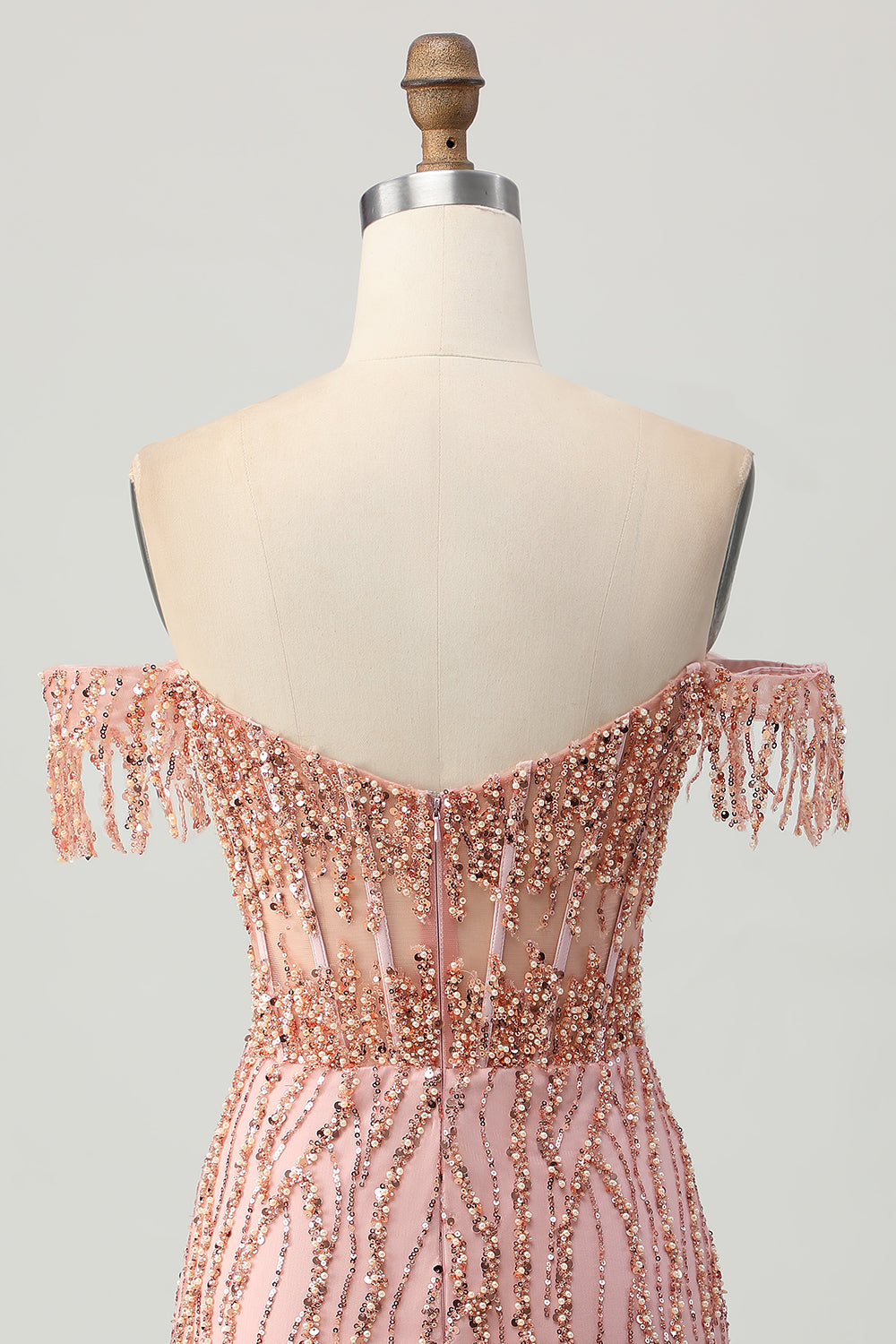 Sparkly Dusty Rose Corset Tight Short Homecoming Dress with Beading