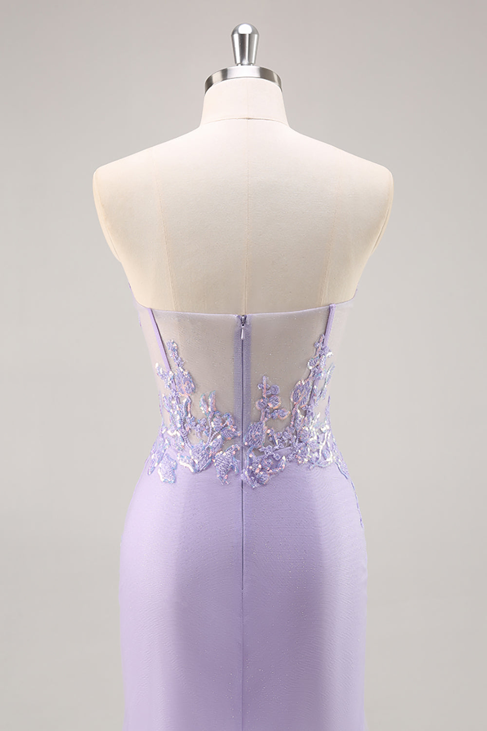Lilac Strapless Corset Prom Dress with Detachable Overlay