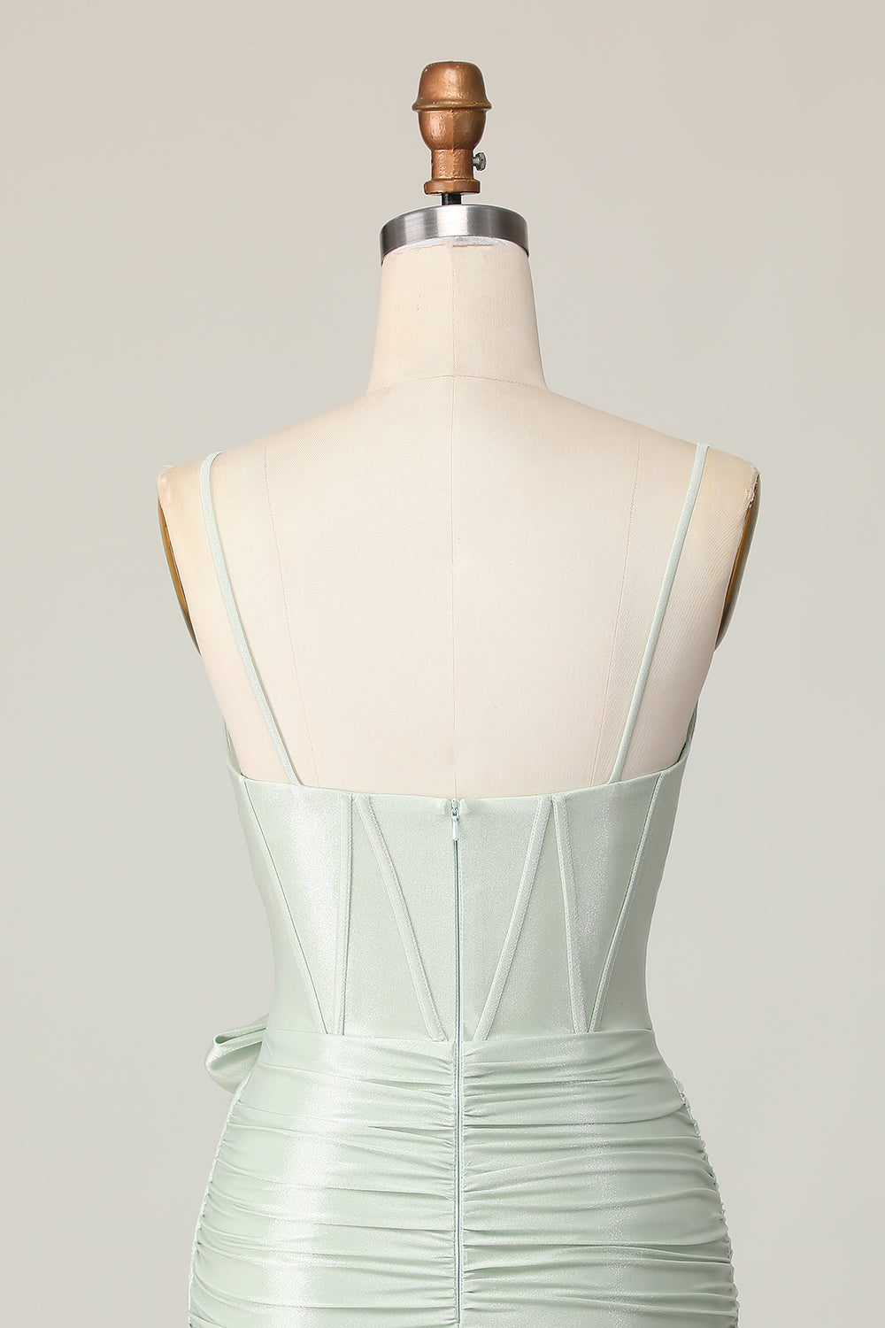 Sage Spaghetti Straps Corset Short Homecoming Dress with Bow