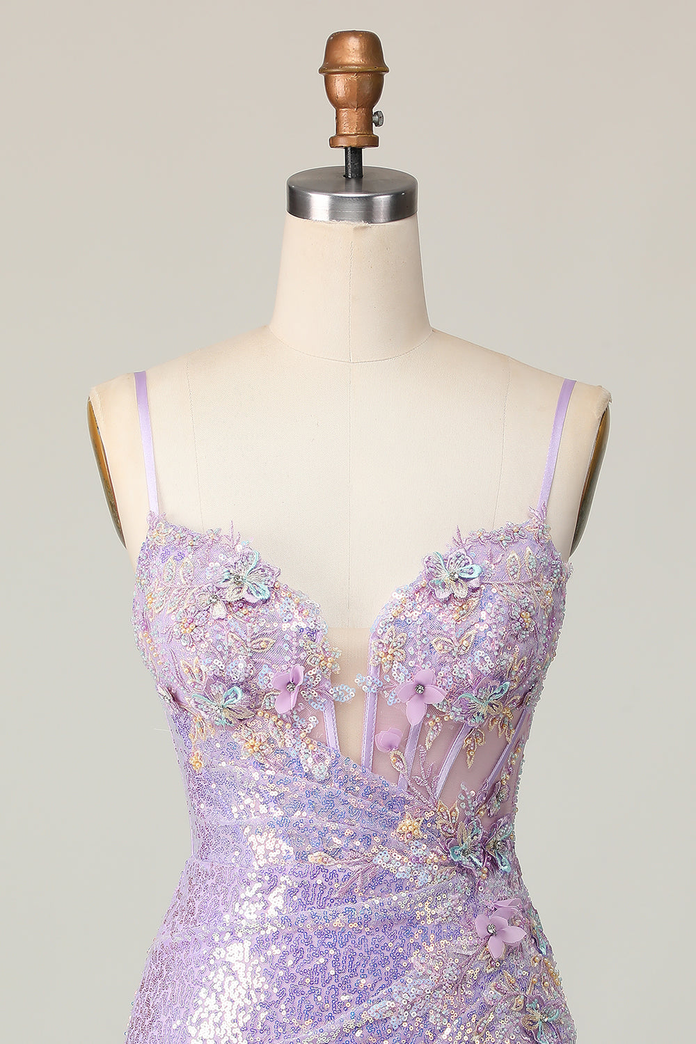 Sparkly Lilac Corset Sequins Tight Short Homecoming Dress
