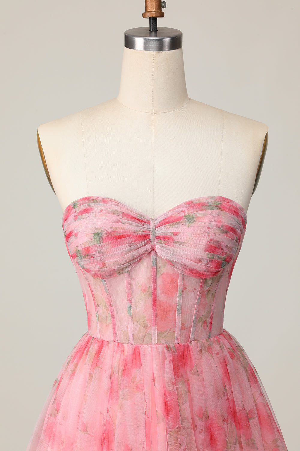 Red Floral Corset Sweetheart Short Homecoming Dress with Ruffles