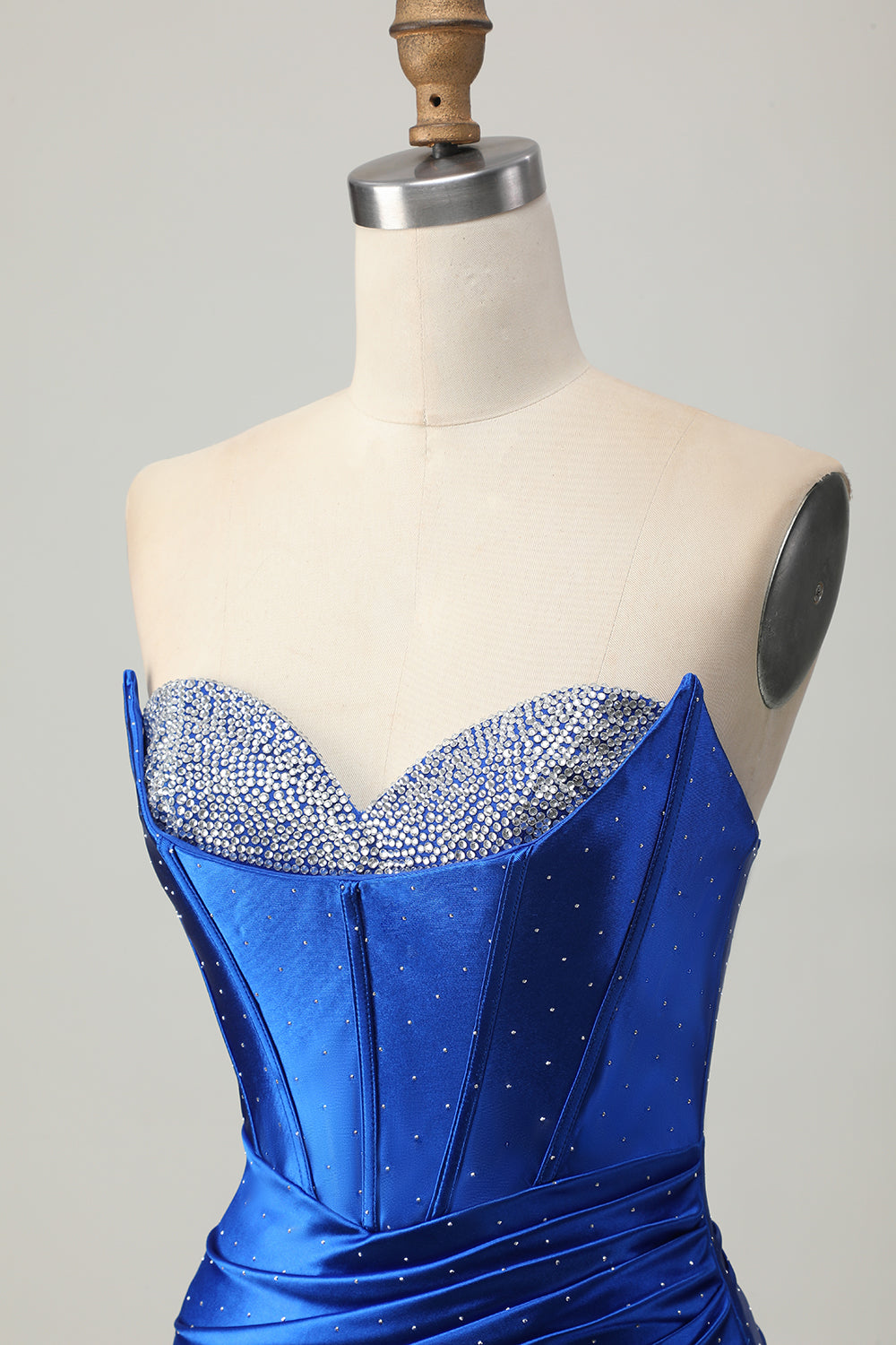 Sparkly Royal Blue Tight Short Corset Homecoming Dress with Beading