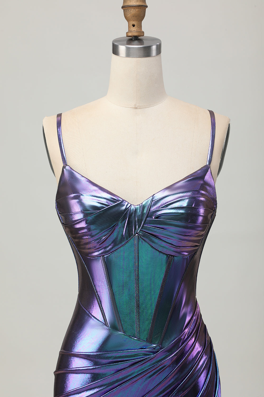 Blue Purple Metallic Corset Tight Glitter Short Homecoming Dress