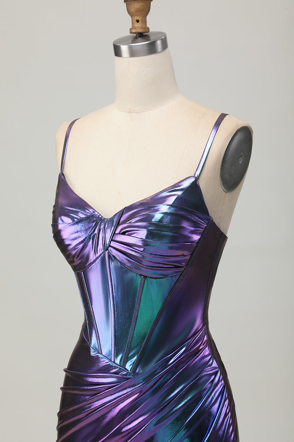 Blue Purple Metallic Corset Tight Glitter Short Homecoming Dress