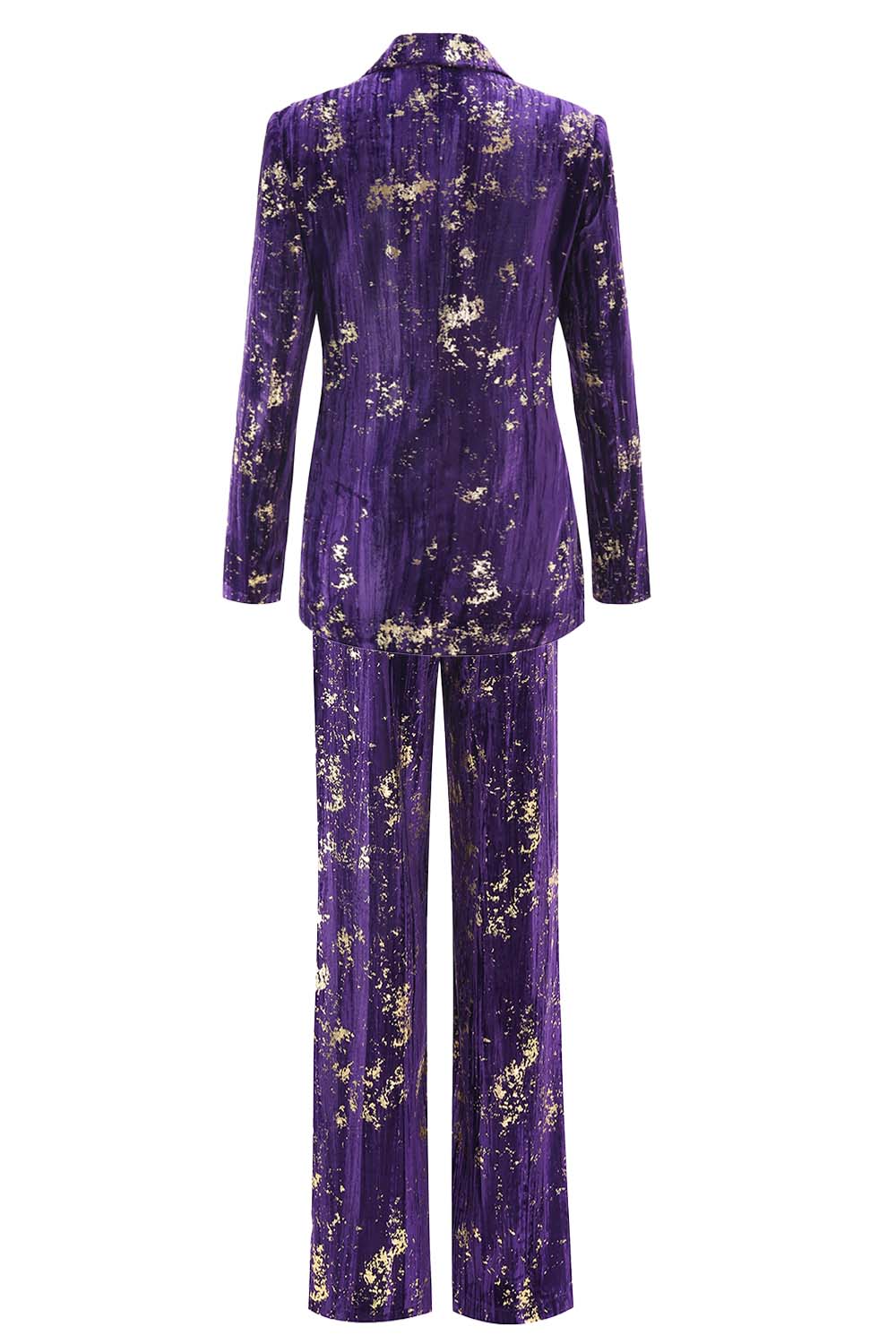 Purple 2 Piece Notched Lapel Women Prom Suits with Sleeves