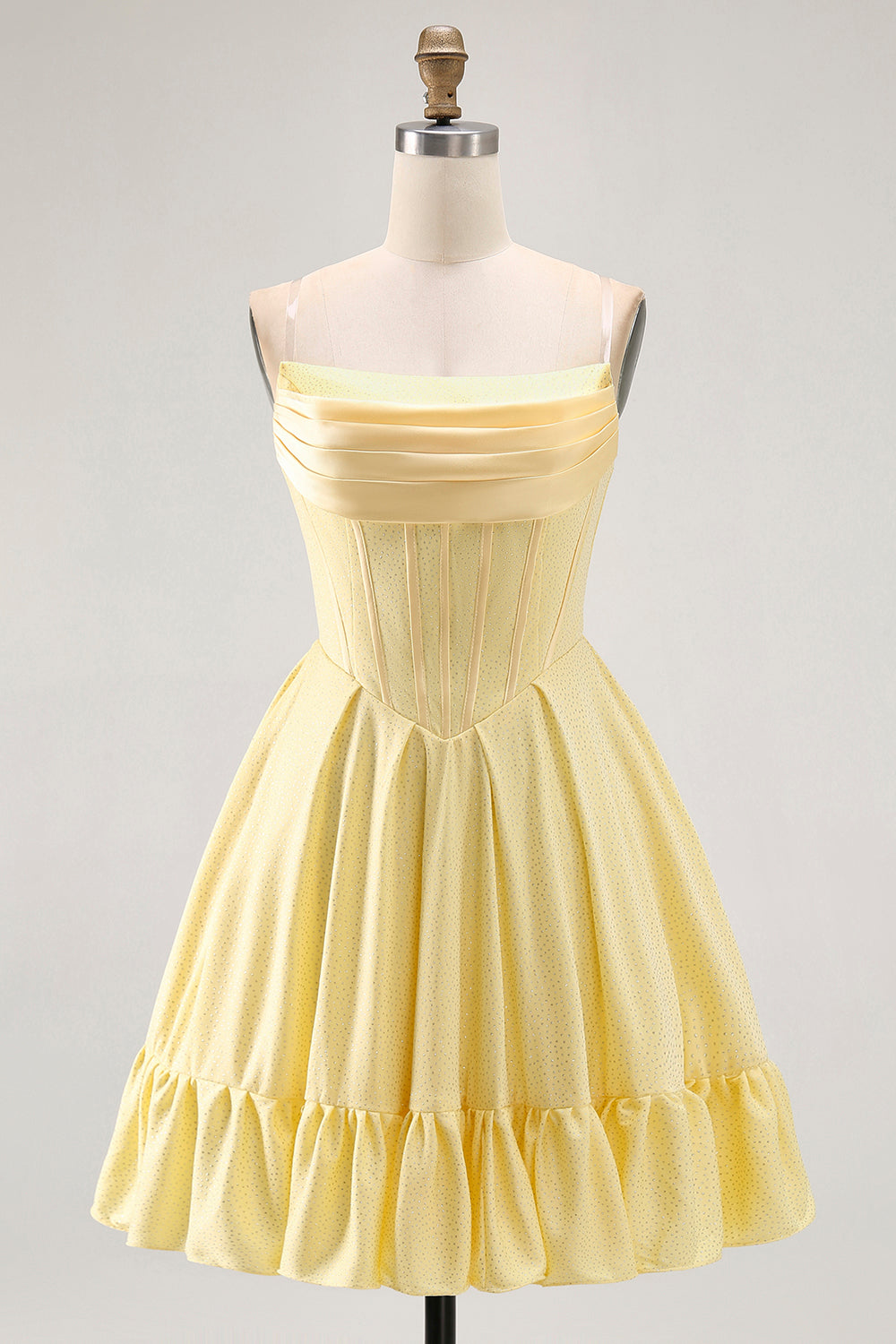 Sparkly Yellow A Line Corset Short Homecoming Dress with Beading