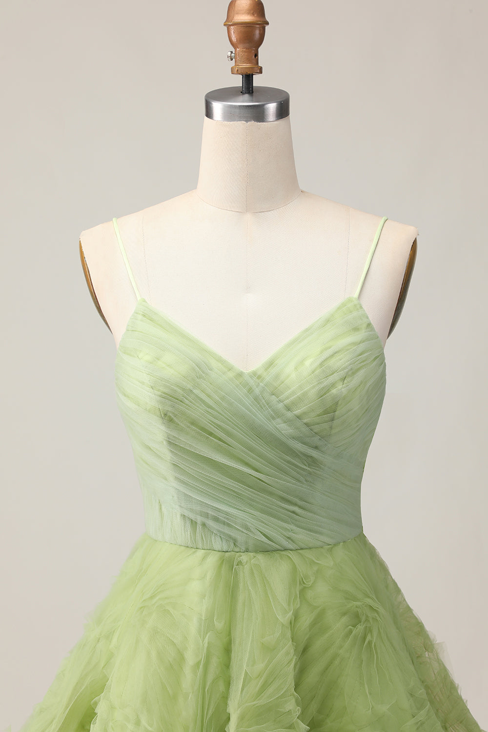 Green A Line Spaghetti Straps Short Homecoming Dress