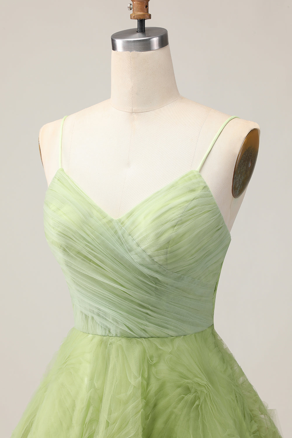 Green A Line Spaghetti Straps Short Homecoming Dress
