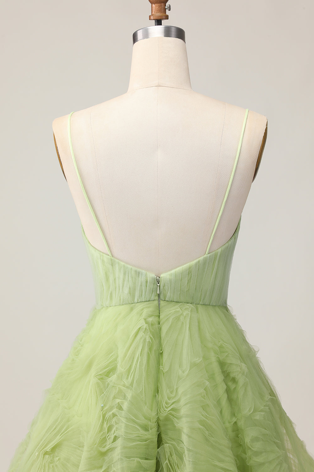 Green A Line Spaghetti Straps Short Homecoming Dress