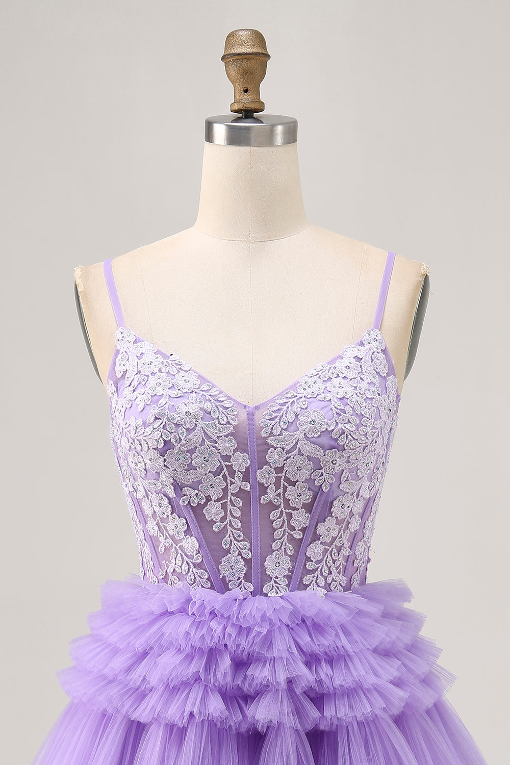 Sparkly Lavender Floral Short Corset Homecoming Dress with Ruffles