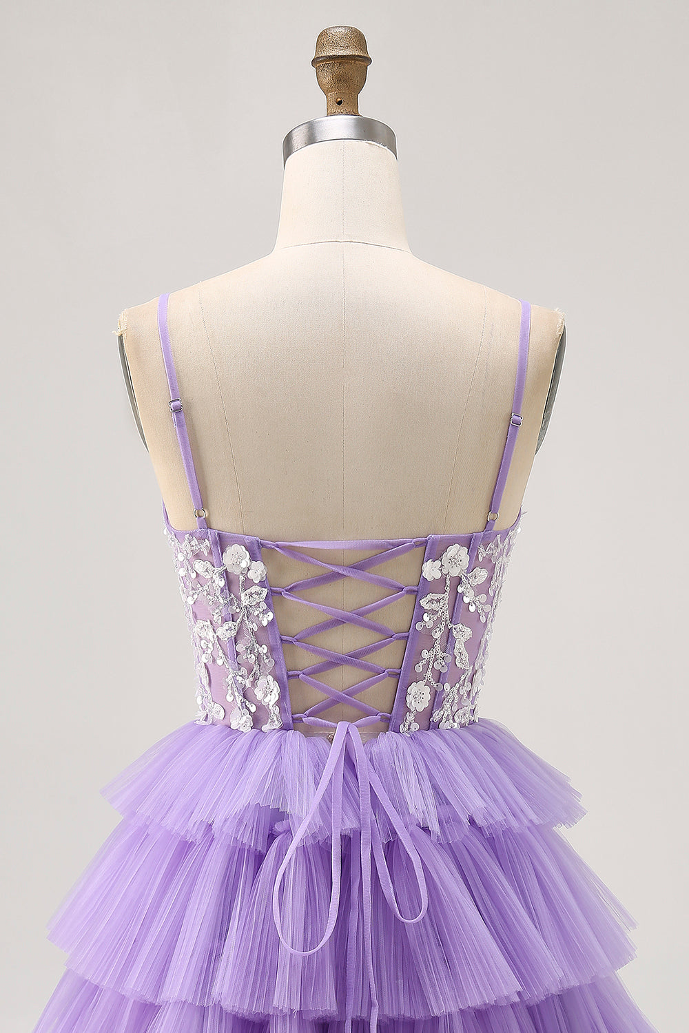 Lavender Floral Corset Short Homecoming Dress with Ruffles
