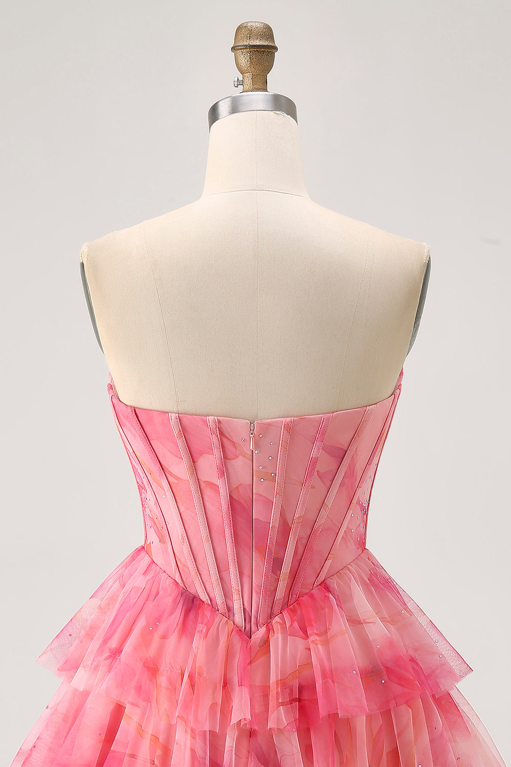 Sparkly Red Corset Beaded Short Tiered Homecoming Dress with Ruffles