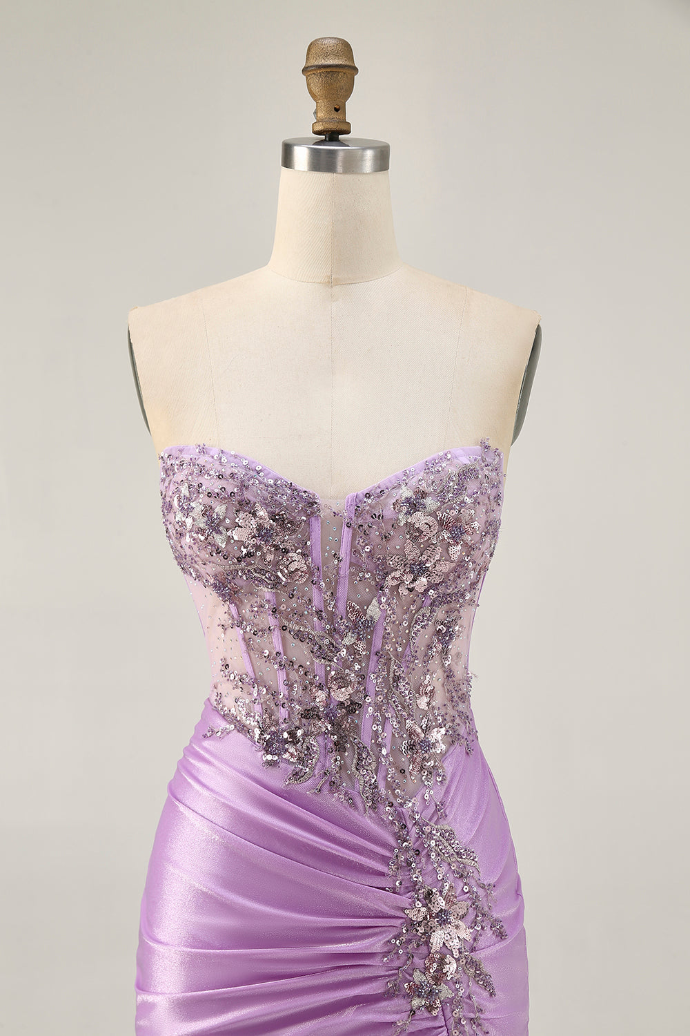 Sparkly Lilac Corset Tight Short Homecoming Dress with Beading