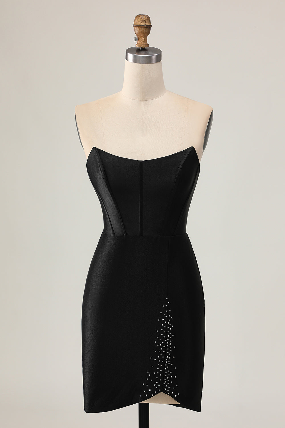 Black Corset Bodycon Cut Out Beaded Homecoming Dress
